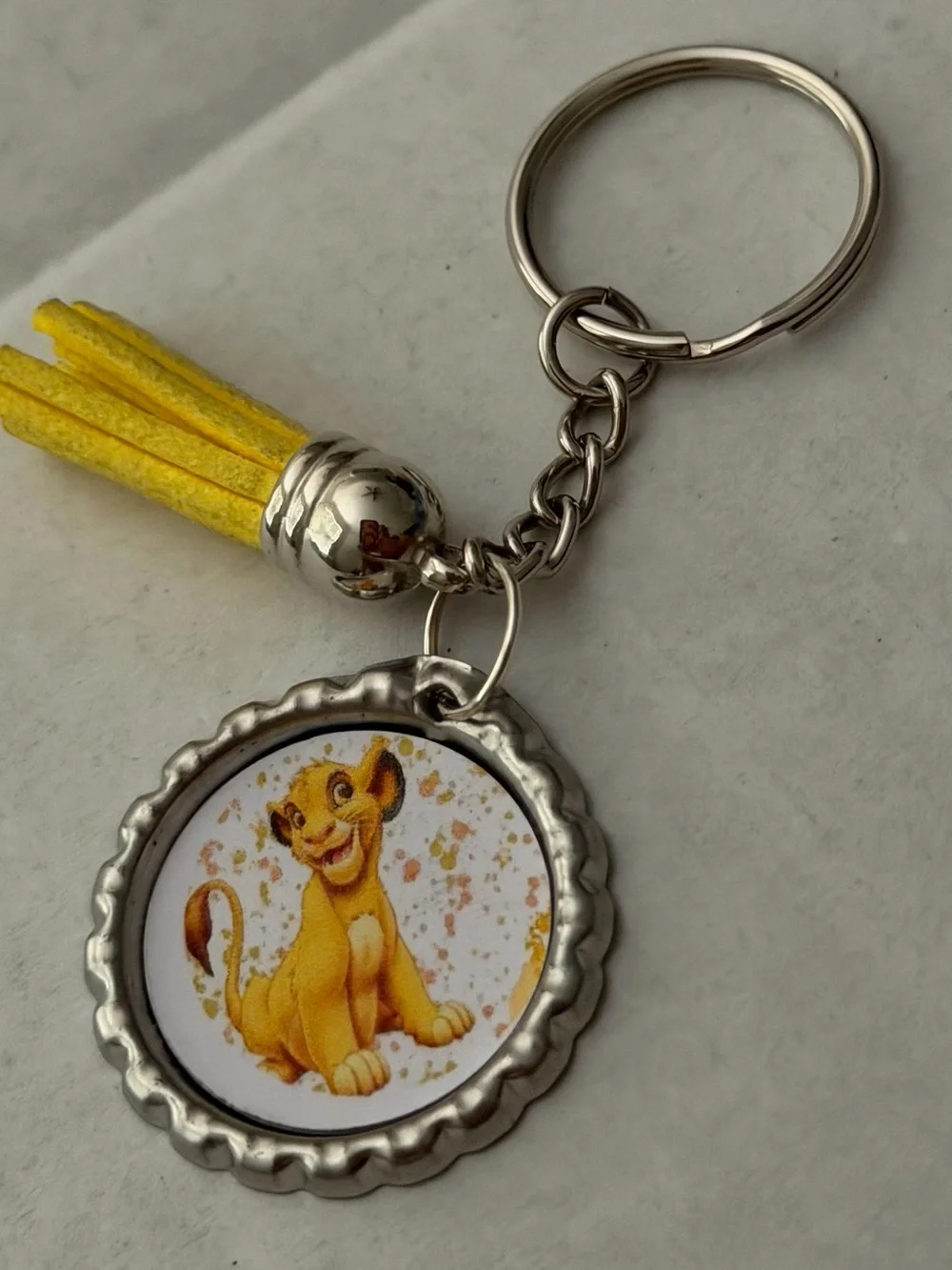 Yellow Lion Cub Tassel Keychain